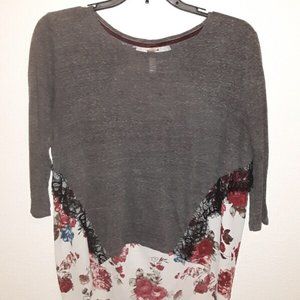 Grey floral blouse